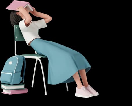 A frustrated student with a book